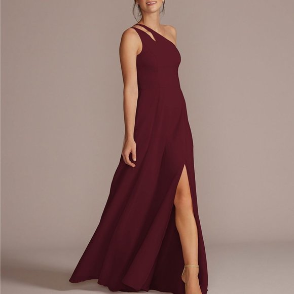 Chiffon One-Shoulder Cutout Bridesmaid Dress - Picture 1 of 5
